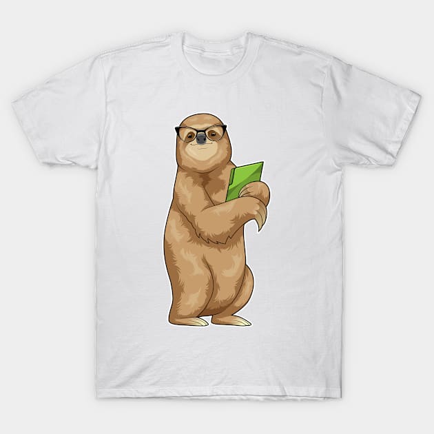 Sloth Secretary Glasses T-Shirt by Markus Schnabel